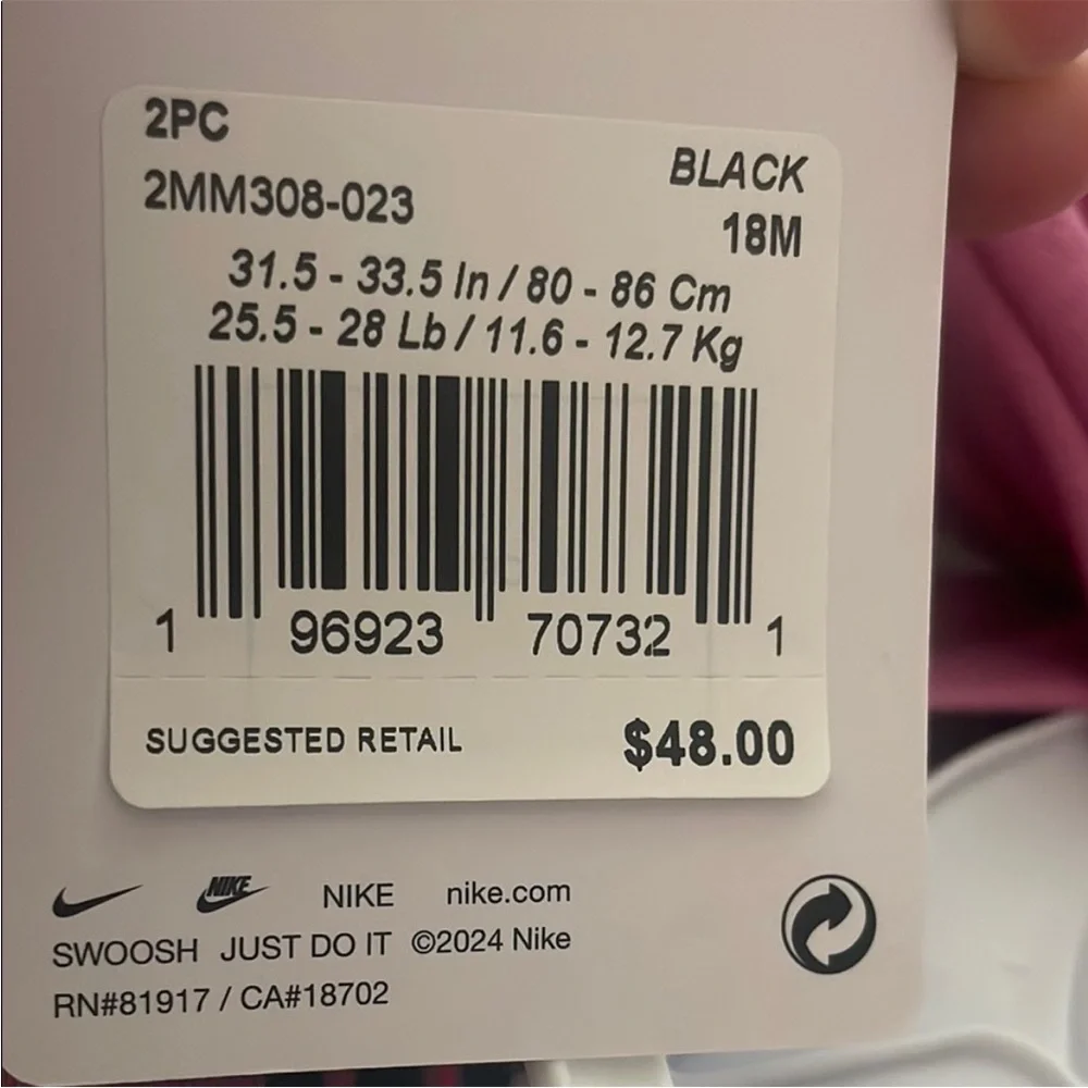 Nike Pink Swoosh long sleeve shirt and Black Leggings Set